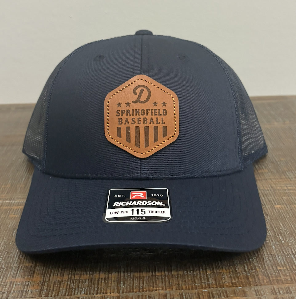 Navy Richardson low-pro trucker hat with a Springfield Baseball leather patch