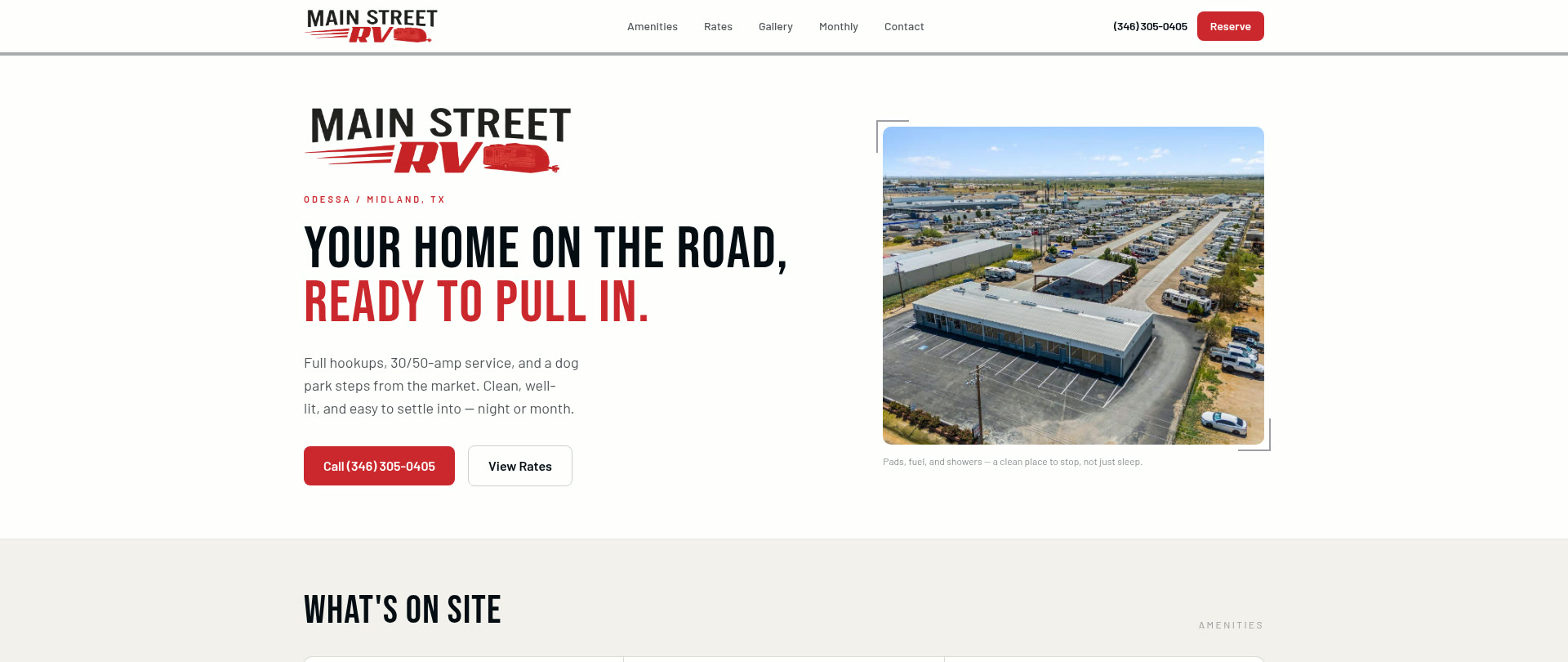 Main Street RV website homepage
