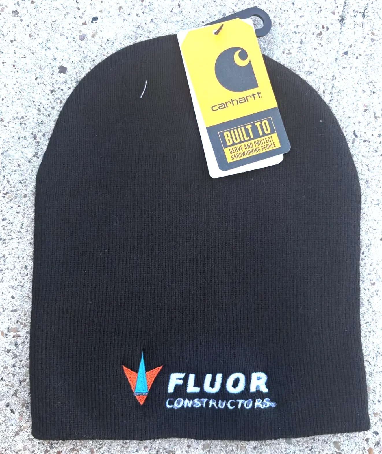 Black Carhartt beanie with Fluor Constructors embroidery